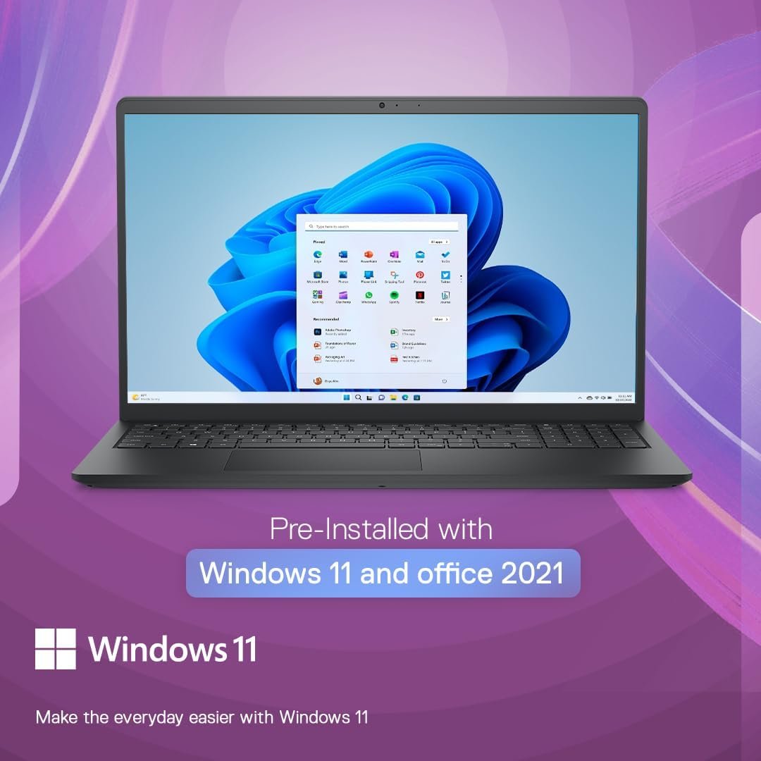 Dell Inspiron 3535 (AMD Ryzen 3 7320U, 16GB RAM, 512GB SSD, Windows 11, MS Office 2021, 15.6β³ FHD, Carbon Black) - Image 4