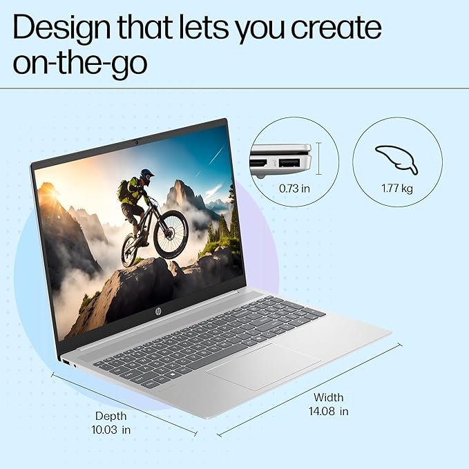 HP Pavilion af0028TU (Intel Core Ultra 7-155U, 16GB RAM, 512GB SSD, 16” WUXGA IPS Anti-Glare Display, Windows 11 + MS Office 2021, Intel Graphics, AI Laptop, Silver, 1.77Kg, FHD 1080p Camera) - Image 2