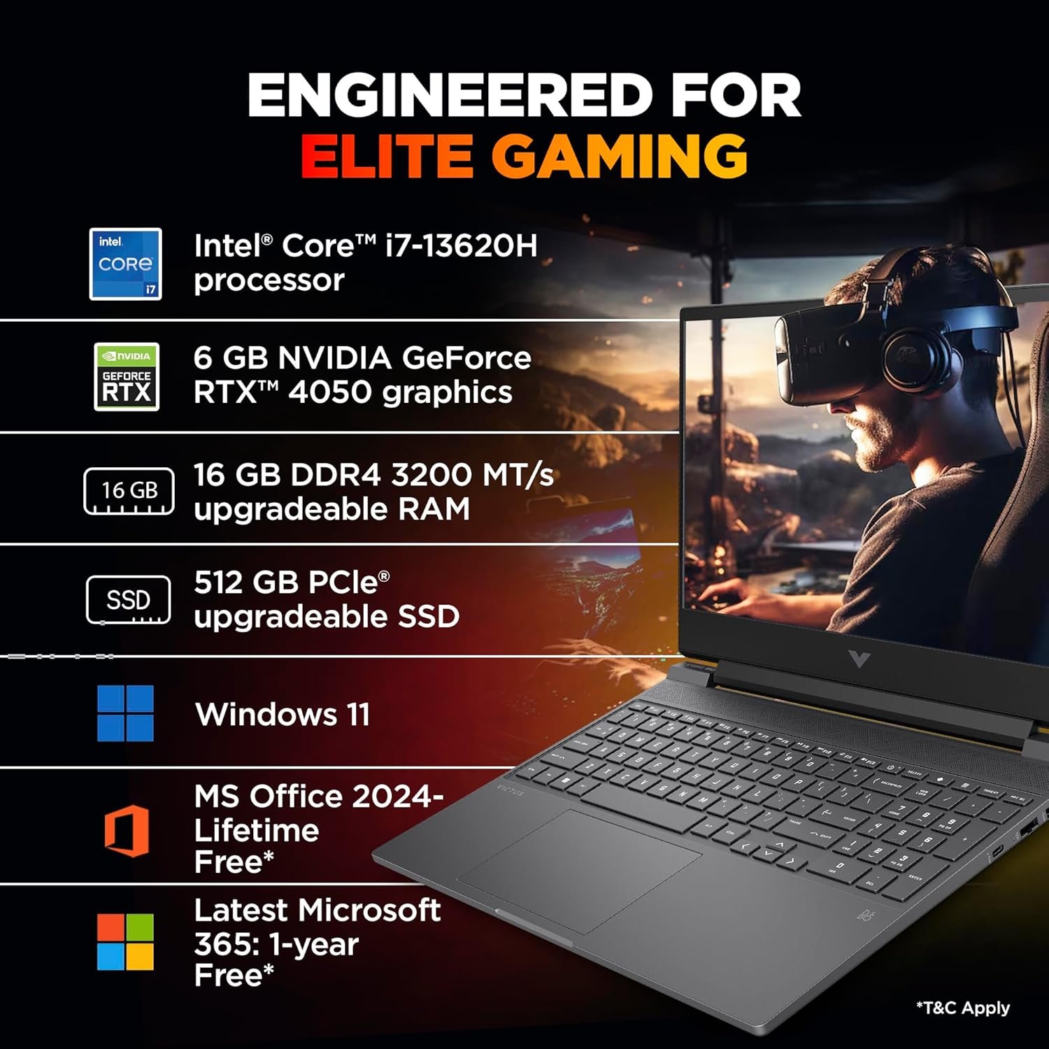 HP Smartchoice Victus Gaming Laptop – 13th Gen Intel Core i7-13620H | NVIDIA GeForce RTX 4050 (6GB) | 16GB RAM | 512GB SSD | 15.6" FHD 144Hz Display | Windows 11 | Office 2024 | Performance Blue - Image 4